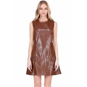 NEW JOY JOY flounced hem sleeveless dress in chocolate